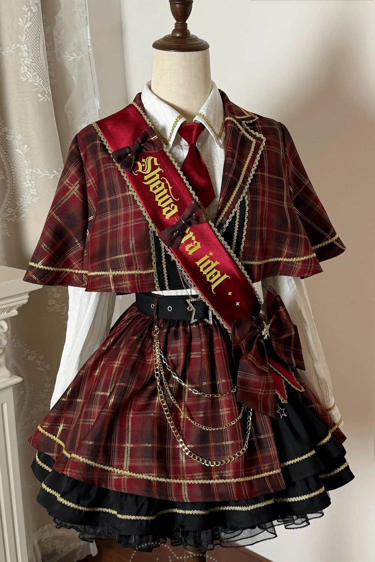 Ruffled Lolita Skirt - Shōwa Little Idol, Red, Ruffled, Long Sleeves, Classic Style - additional product view 4