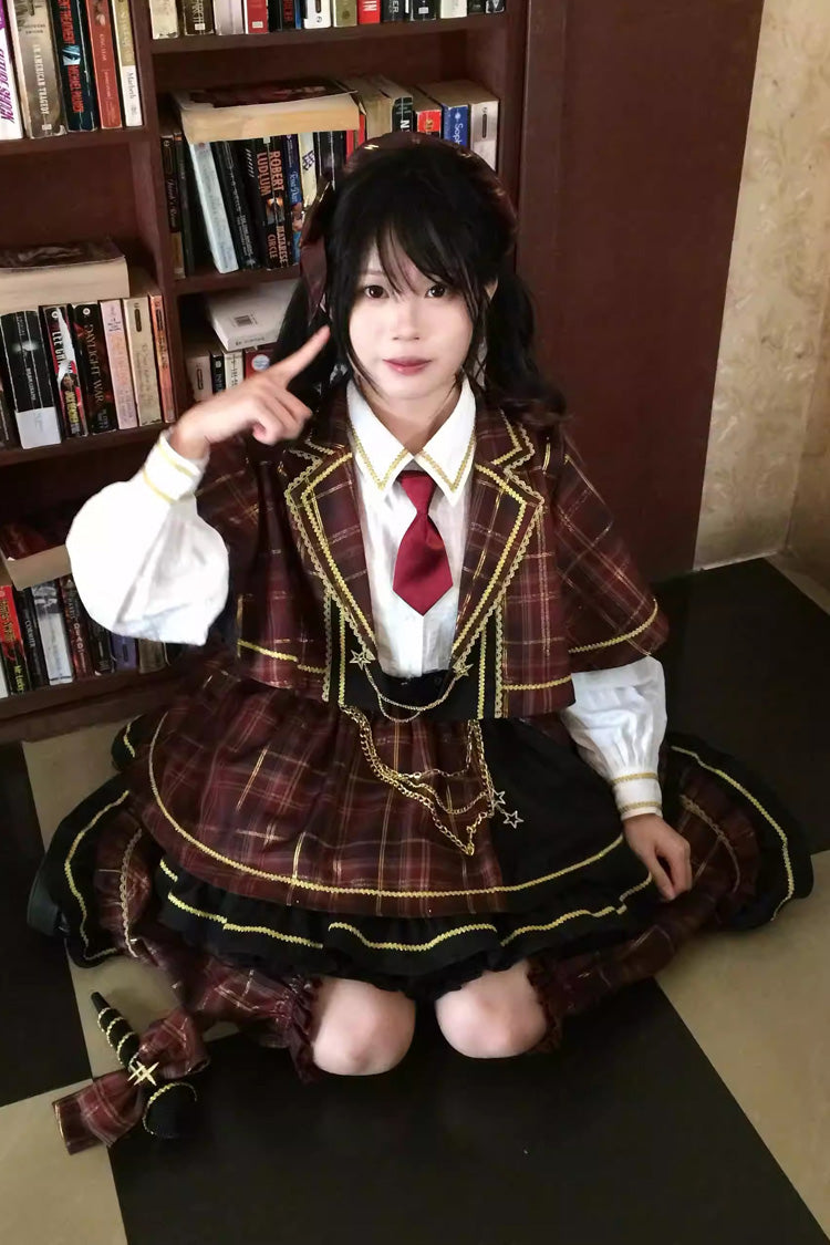 Ruffled Lolita Skirt - Shōwa Little Idol, Red, Ruffled, Long Sleeves, Classic Style - additional product view 5