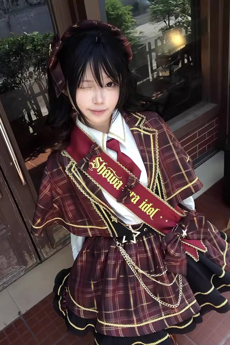 Ruffled Lolita Skirt - Shōwa Little Idol, Red, Ruffled, Long Sleeves, Classic Style - additional product view 8