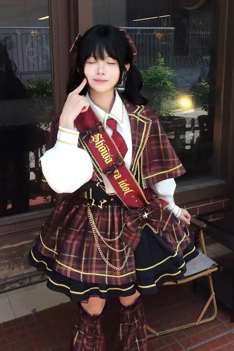 Ruffled Lolita Skirt - Shōwa Little Idol, Red, Ruffled, Long Sleeves, Classic Style - additional product view 9
