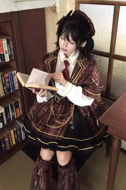 Ruffled Lolita Skirt - Shōwa Little Idol, Red, Ruffled, Long Sleeves, Classic Style - additional product view 11