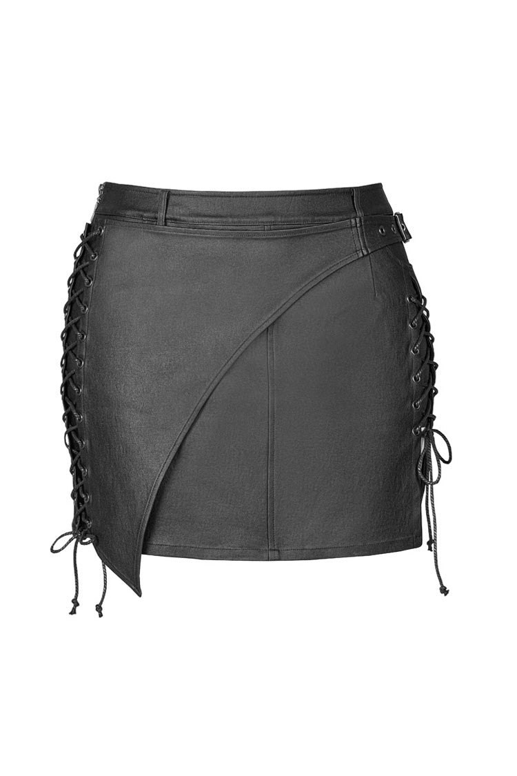 Ruffled Lolita Skirt - Side Metal Clasp Lace-up, Black, High-Low Hem, Plus Size - additional product view 5
