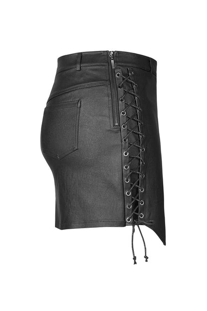 Ruffled Lolita Skirt - Side Metal Clasp Lace-up, Black, High-Low Hem, Plus Size - additional product view 6