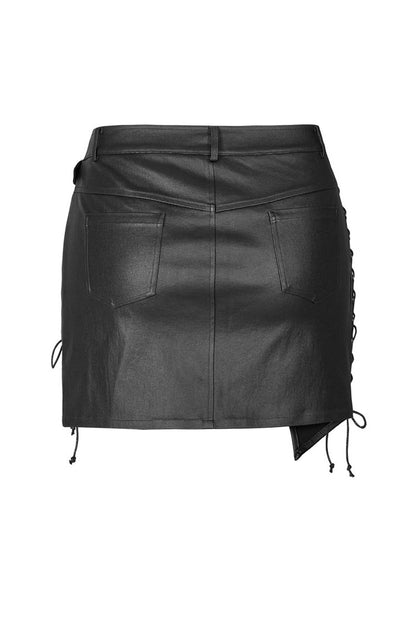 Ruffled Lolita Skirt - Side Metal Clasp Lace-up, Black, High-Low Hem, Plus Size - additional product view 7