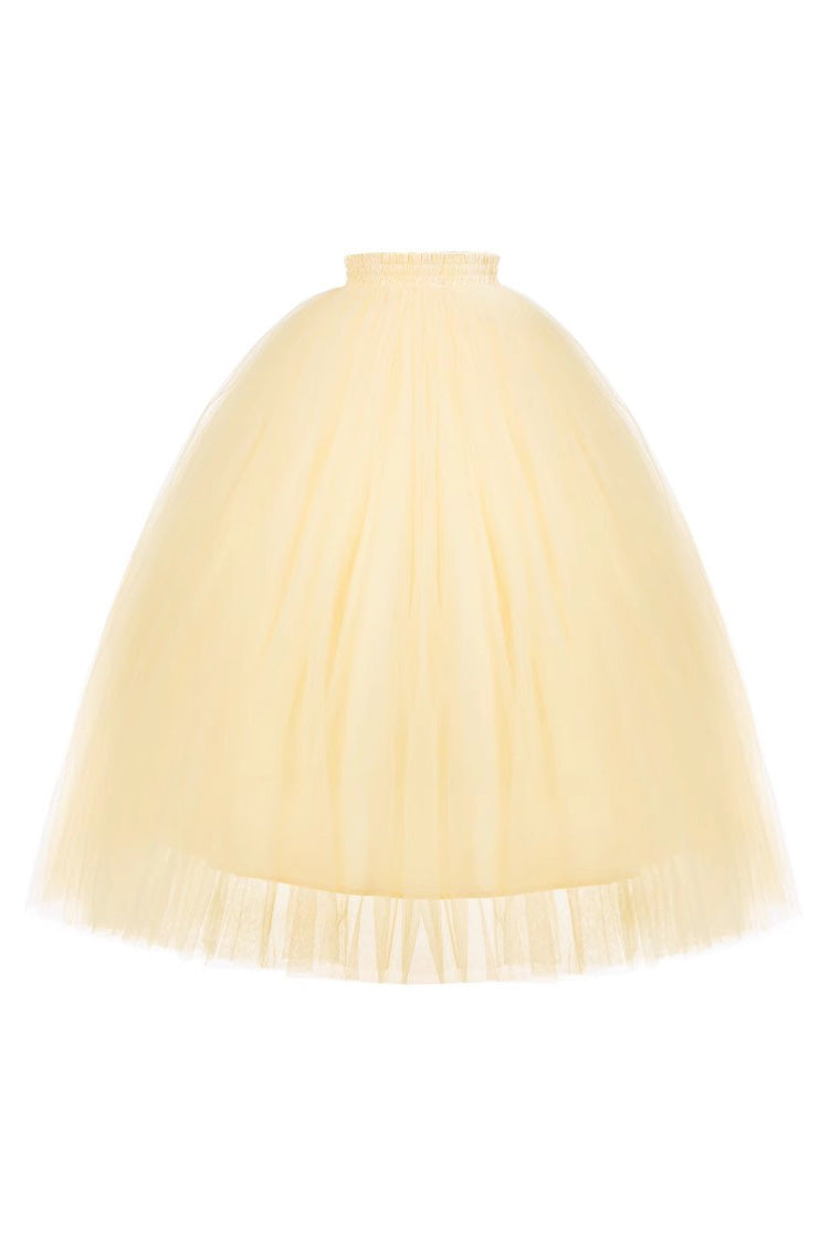 Ruffled Lolita Skirt - Sissi's Pilgrimage, Yellow, Long Version, Long Length, Lace Trim - additional product view 5