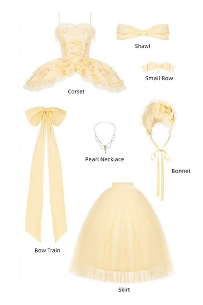 Ruffled Lolita Skirt - Sissi's Pilgrimage, Yellow, Long Version, Long Length, Lace Trim - additional product view 6