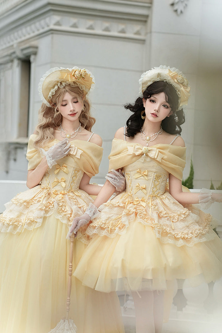 Ruffled Lolita Skirt - Sissi's Pilgrimage, Yellow, Long Version, Long Length, Lace Trim - additional product view 15