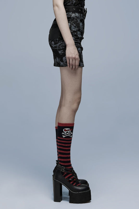 Ruffled Lolita Skirt - Skull Print Detachable, Black, Detachable Detail, Women's Style - additional product view 2
