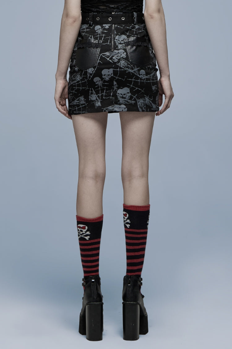 Ruffled Lolita Skirt - Skull Print Detachable, Black, Detachable Detail, Women's Style - additional product view 3