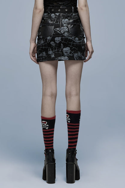 Ruffled Lolita Skirt - Skull Print Detachable, Black, Detachable Detail, Women's Style - additional product view 3