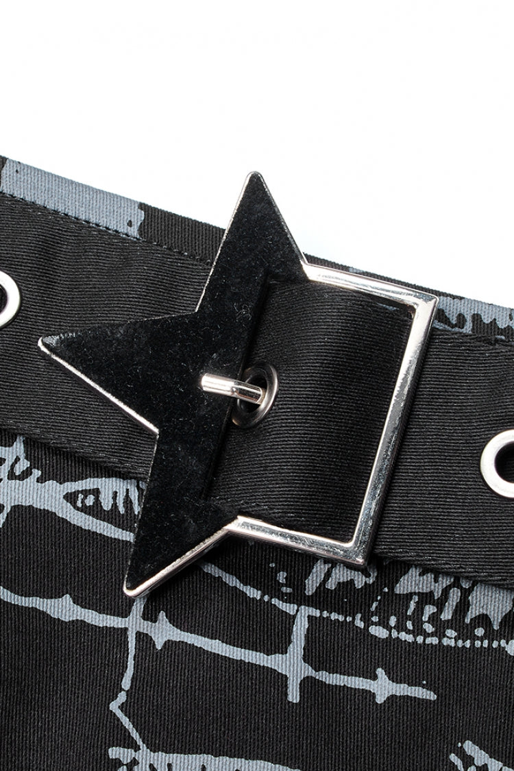 Ruffled Lolita Skirt - Skull Print Detachable, Black, Detachable Detail, Women's Style - additional product view 5