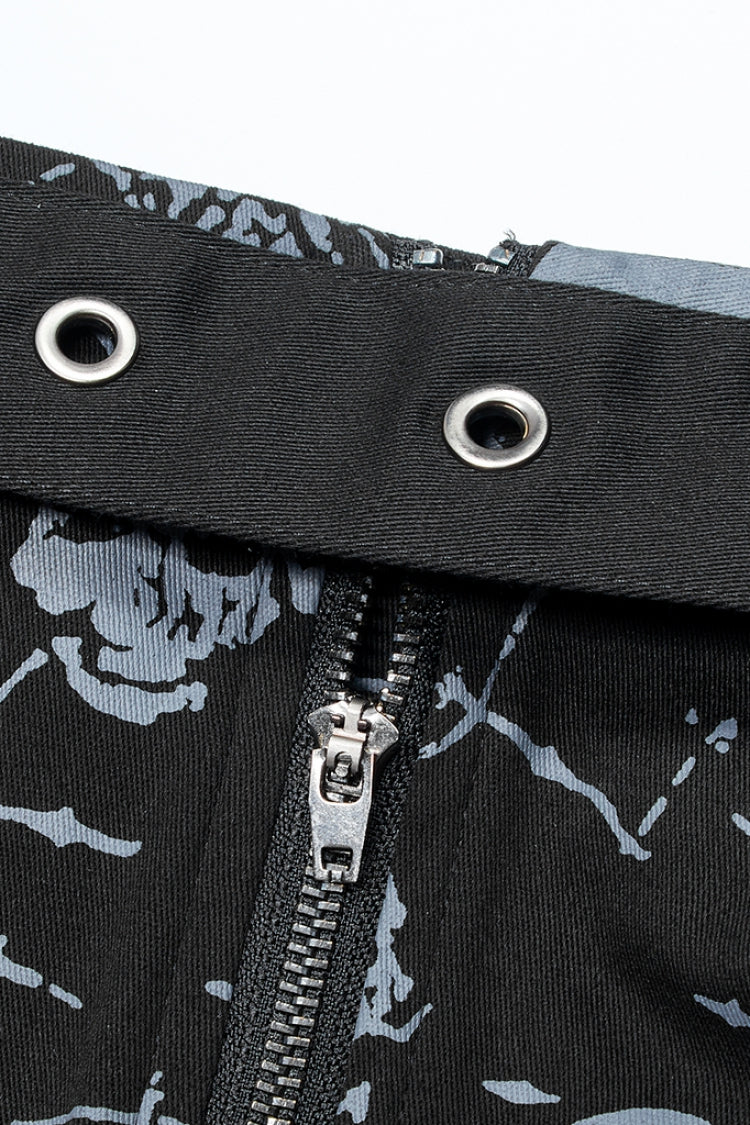 Ruffled Lolita Skirt - Skull Print Detachable, Black, Detachable Detail, Women's Style - additional product view 7