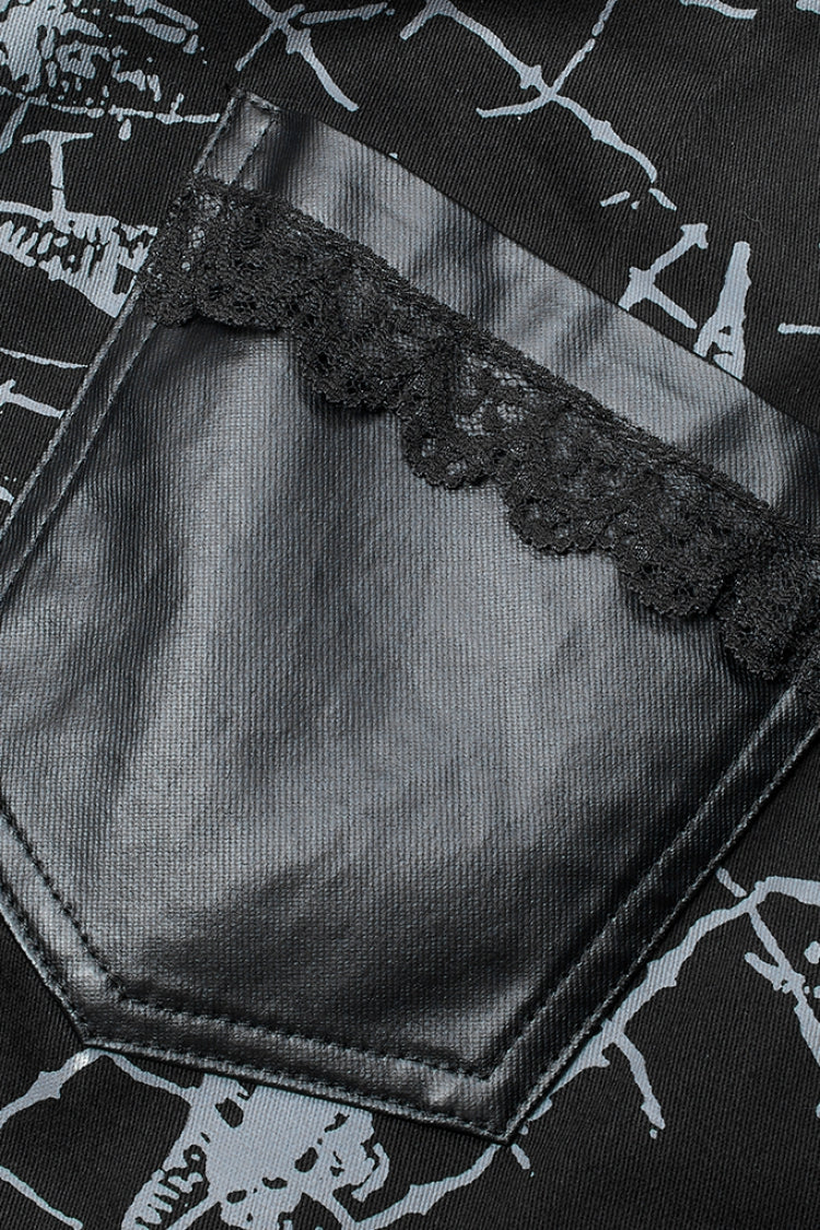 Ruffled Lolita Skirt - Skull Print Detachable, Black, Detachable Detail, Women's Style - additional product view 8