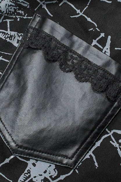 Ruffled Lolita Skirt - Skull Print Detachable, Black, Detachable Detail, Women's Style - additional product view 8