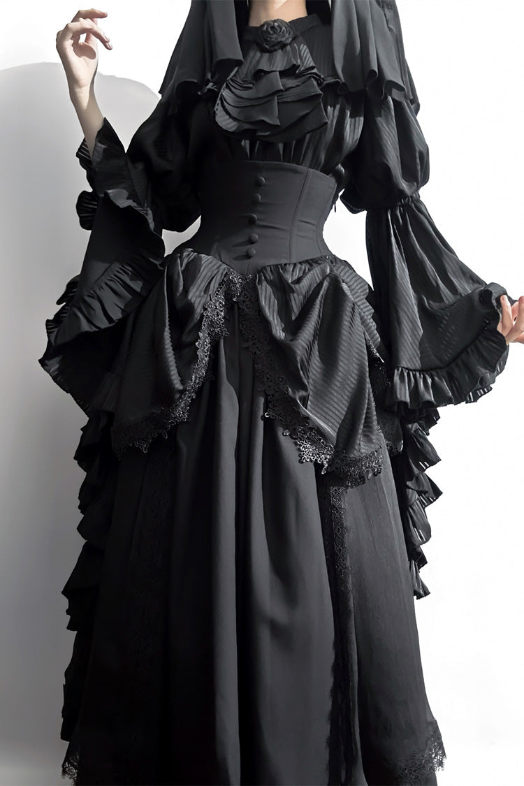 Ruffled Lolita Skirt - Sleepwalking, Black, Plus Size, Gothic Style, Lace Trim - additional product view 3