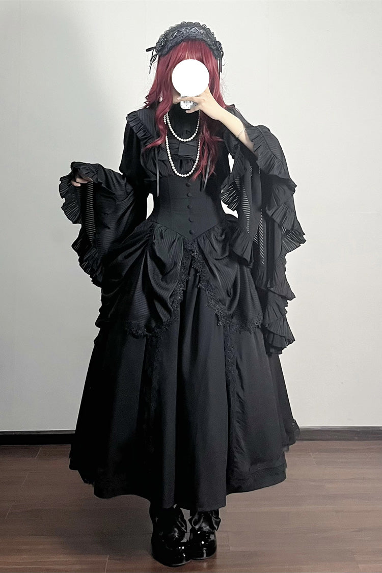 Ruffled Lolita Skirt - Sleepwalking, Black, Plus Size, Gothic Style, Lace Trim - additional product view 4