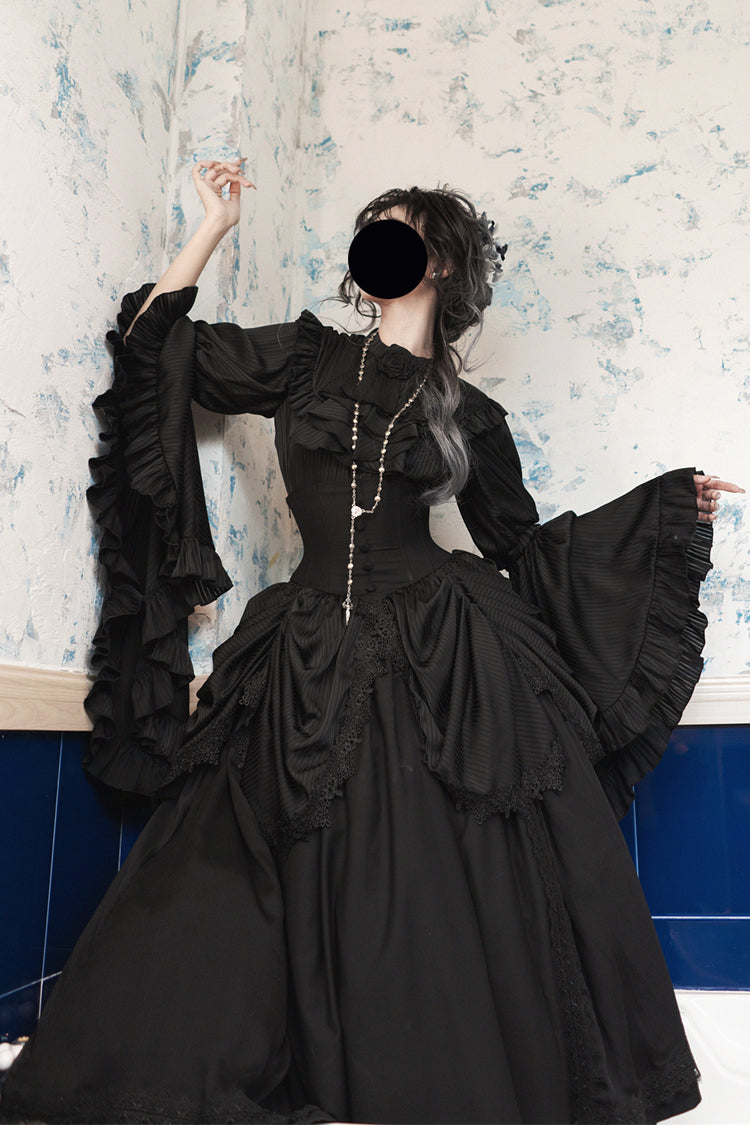 Ruffled Lolita Skirt - Sleepwalking, Black, Plus Size, Gothic Style, Lace Trim - additional product view 6