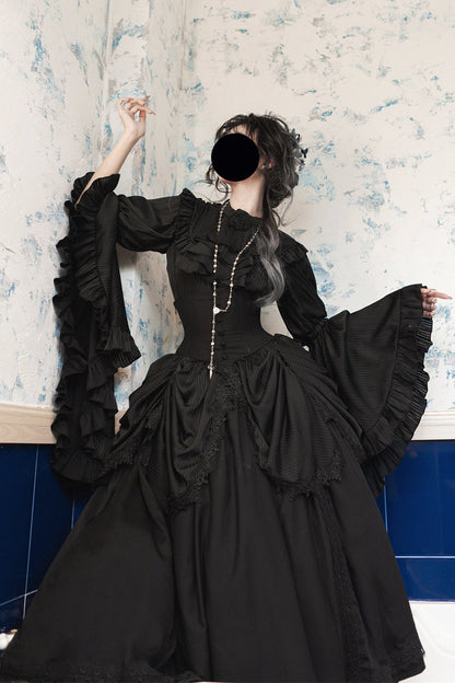 Ruffled Lolita Skirt - Sleepwalking, Black, Plus Size, Gothic Style, Lace Trim - additional product view 6
