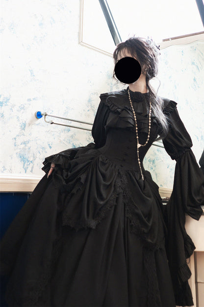 Ruffled Lolita Skirt - Sleepwalking, Black, Plus Size, Gothic Style, Lace Trim - additional product view 7