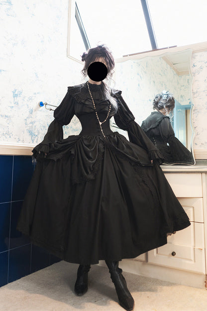 Ruffled Lolita Skirt - Sleepwalking, Black, Plus Size, Gothic Style, Lace Trim - additional product view 8