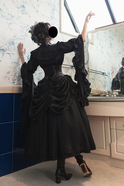 Ruffled Lolita Skirt - Sleepwalking, Black, Plus Size, Gothic Style, Lace Trim - additional product view 10