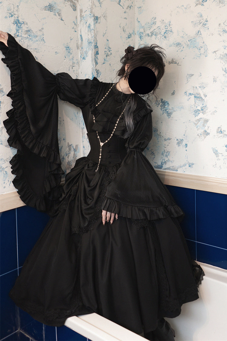 Ruffled Lolita Skirt - Sleepwalking, Black, Plus Size, Gothic Style, Lace Trim - additional product view 12