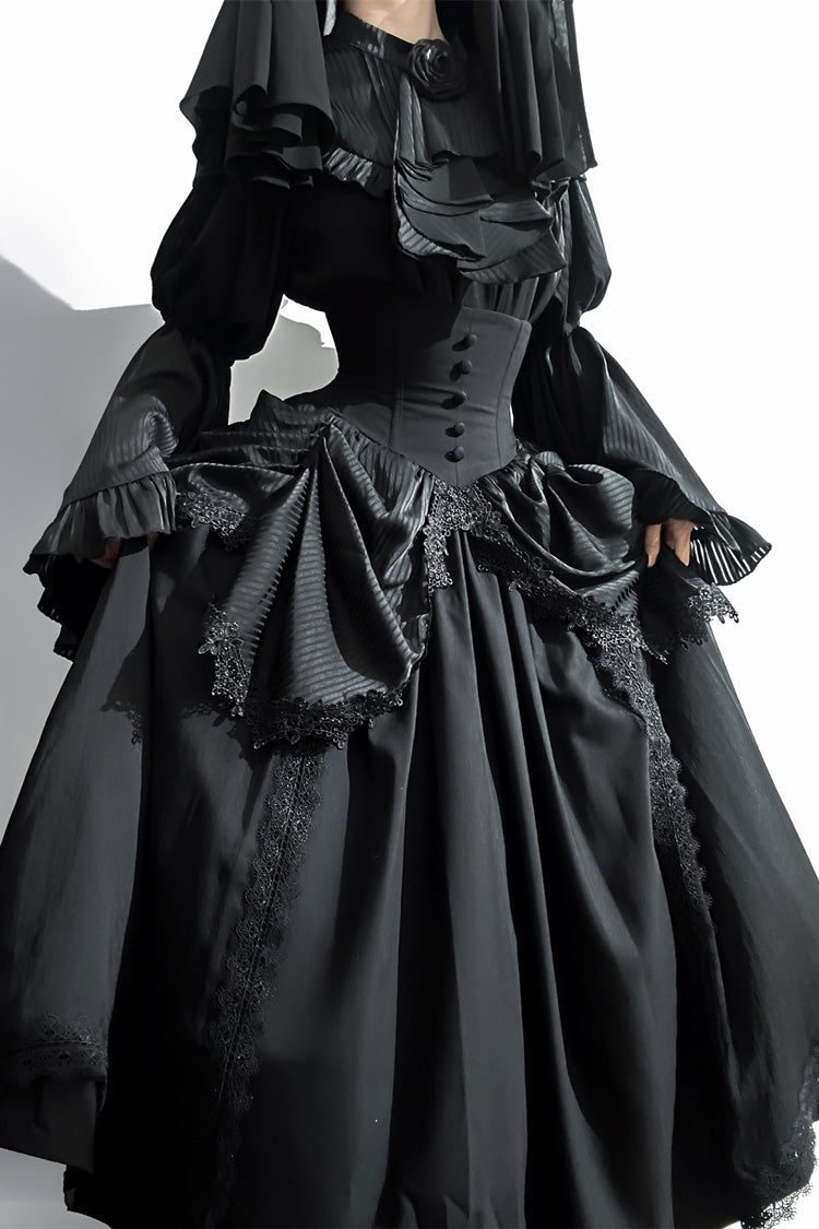 Ruffled Lolita Skirt - Sleepwalking, Black, Plus Size, Gothic Style, Lace Trim - additional product view 13