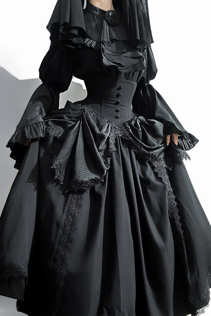 Ruffled Lolita Skirt - Sleepwalking, Black, Plus Size, Gothic Style, Lace Trim - additional product view 13