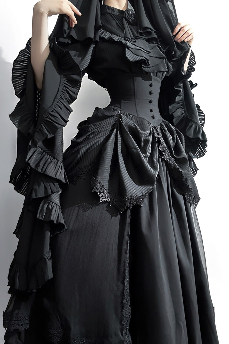 Ruffled Lolita Skirt - Sleepwalking, Black, Plus Size, Gothic Style, Lace Trim - additional product view 14