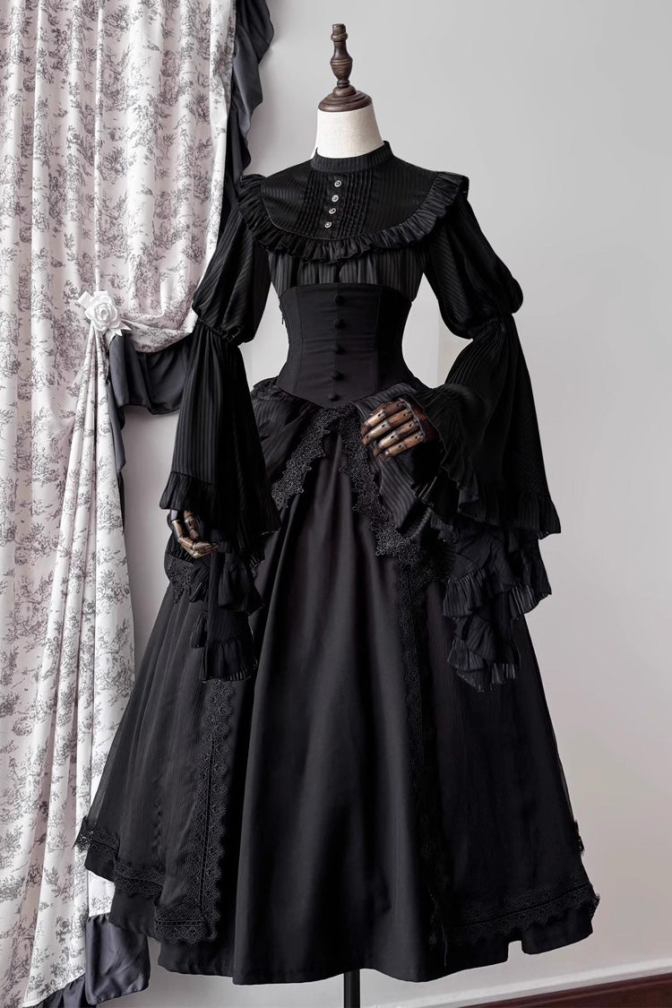 Ruffled Lolita Skirt - Sleepwalking, Black, Plus Size, Gothic Style, Lace Trim - main product image
