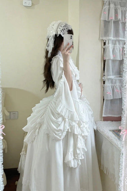 Ruffled Lolita Skirt - Sleepwalking, White, Plus Size, Long Sleeves, Gothic Style - additional product view 2