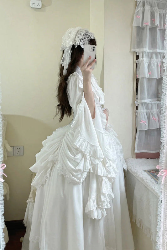 Ruffled Lolita Skirt - Sleepwalking, White, Plus Size, Long Sleeves, Gothic Style - additional product view 2