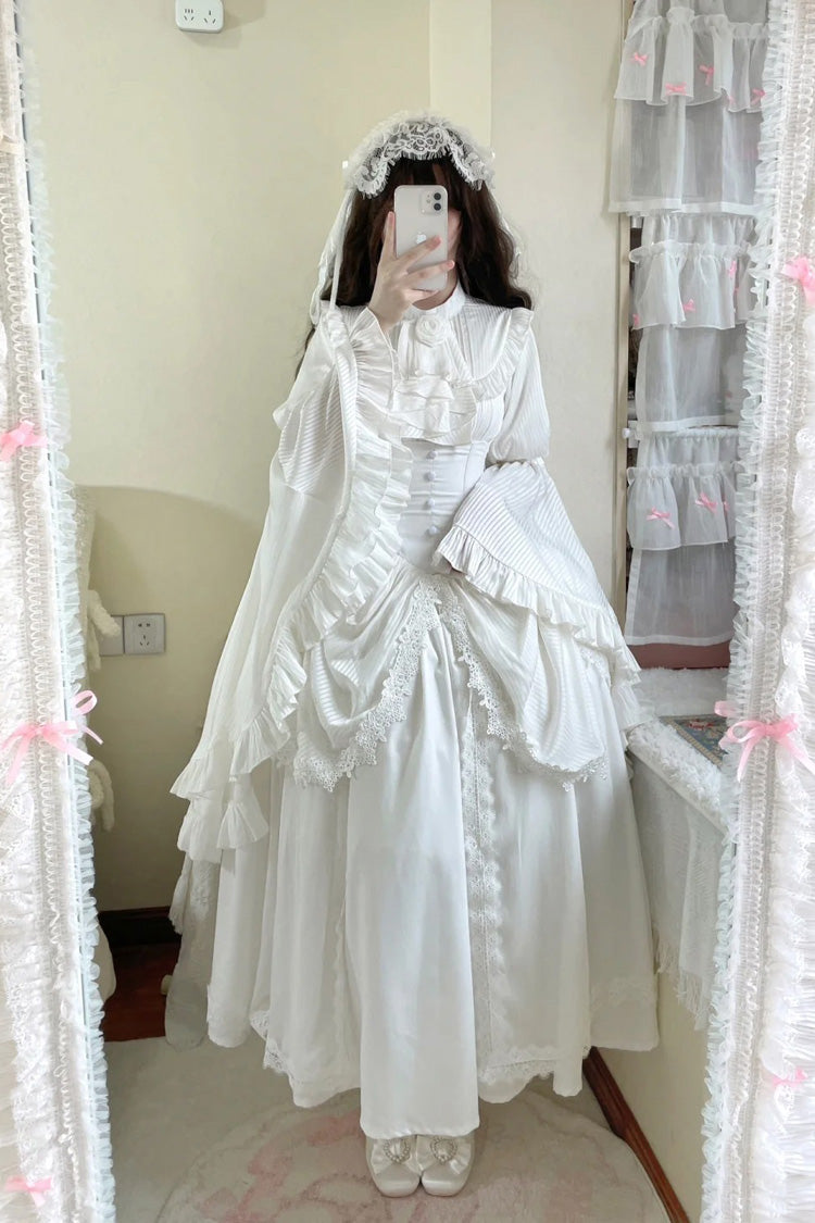 Ruffled Lolita Skirt - Sleepwalking, White, Plus Size, Long Sleeves, Gothic Style - additional product view 4