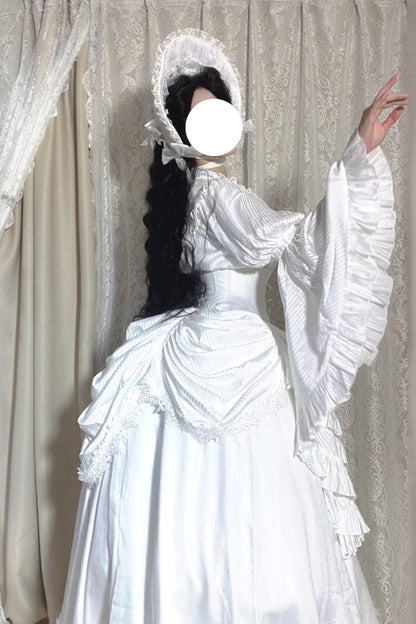Ruffled Lolita Skirt - Sleepwalking, White, Plus Size, Long Sleeves, Gothic Style - additional product view 5