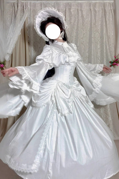 Ruffled Lolita Skirt - Sleepwalking, White, Plus Size, Long Sleeves, Gothic Style - additional product view 9