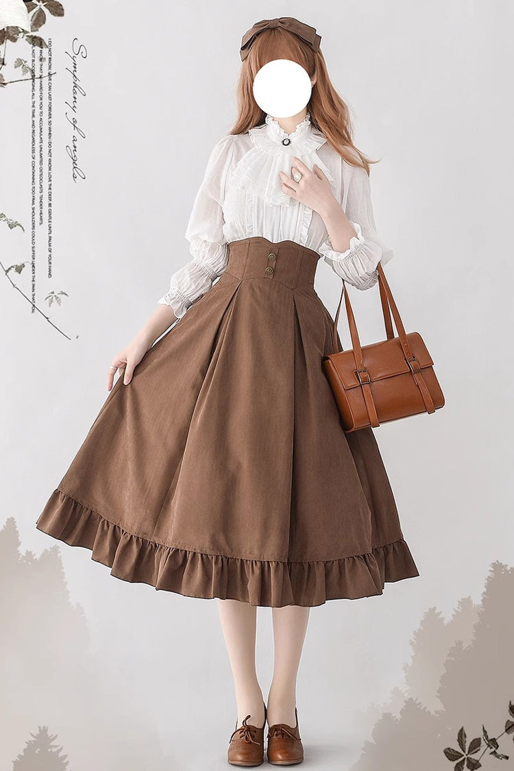 Ruffled Lolita Skirt - Solid Color Ruffle Fishbone, 4 Colors, Classic Style, Ruffled - additional product view 5
