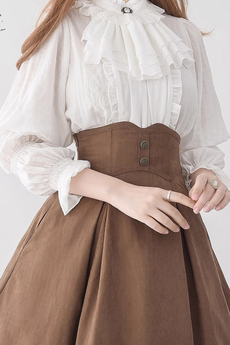 Ruffled Lolita Skirt - Solid Color Ruffle Fishbone, 4 Colors, Classic Style, Ruffled - additional product view 6
