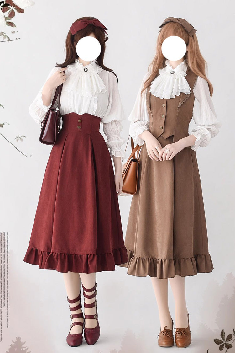 Ruffled Lolita Skirt - Solid Color Ruffle Fishbone, 4 Colors, Classic Style, Ruffled - additional product view 8