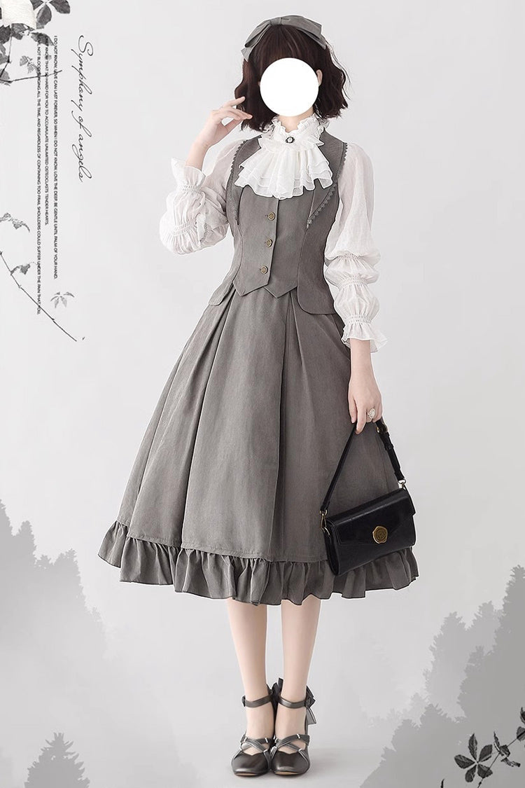 Ruffled Lolita Skirt - Solid Color Ruffle Fishbone, 4 Colors, Classic Style, Ruffled - S Grey / M Grey / L Grey option