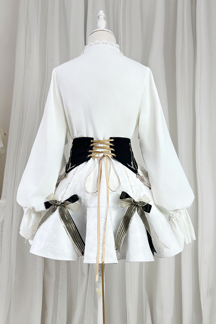 Ruffled Lolita Skirt - Star Gate, White, Long Length, Short Length, Bow Detail - additional product view 19