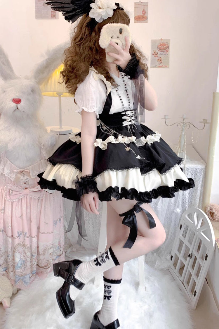 Ruffled Lolita Skirt - Strappy Doll Collar, 7 Colors, Ruffled, Layered, Sweet Style - additional product view 2