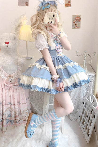 Ruffled Lolita Skirt - Strappy Doll Collar, 7 Colors, Ruffled, Layered, Sweet Style - additional product view 8