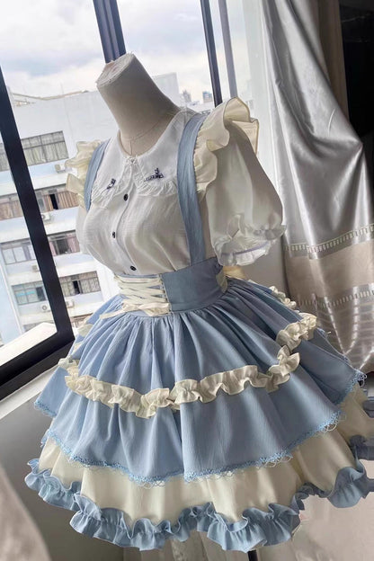Ruffled Lolita Skirt - Strappy Doll Collar, 7 Colors, Ruffled, Layered, Sweet Style - additional product view 9