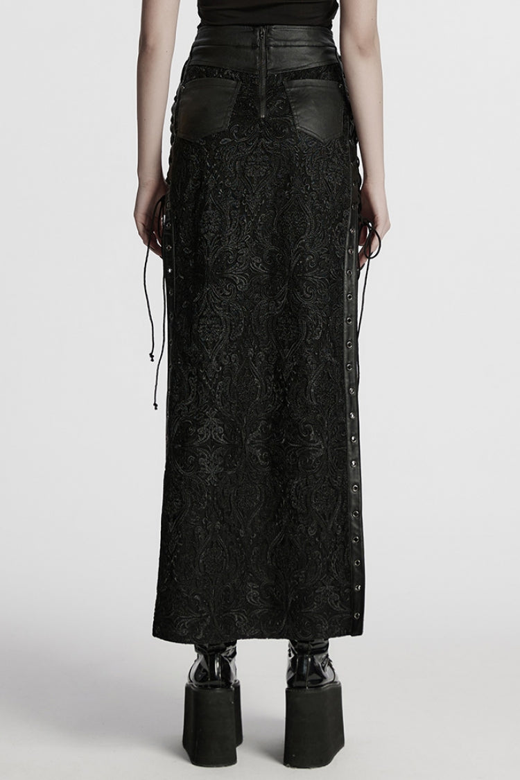 Ruffled Lolita Skirt - Studded Embossed, Black, Women's Style, Lace Trim, Embroidered - additional product view 3