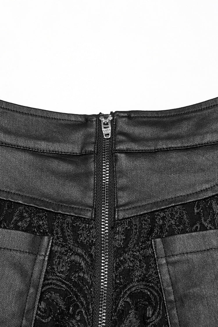 Ruffled Lolita Skirt - Studded Embossed, Black, Women's Style, Lace Trim, Embroidered - additional product view 7