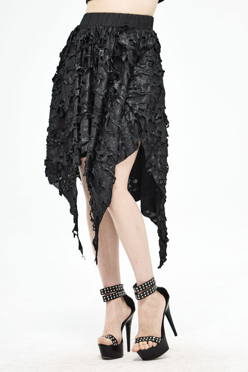 Ruffled Lolita Skirt - Tattered Sharp Hem, Black, Women's Style, Punk Style - additional product view 2