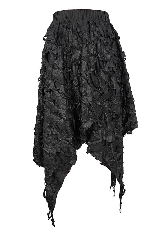 Ruffled Lolita Skirt - Tattered Sharp Hem, Black, Women's Style, Punk Style - additional product view 4
