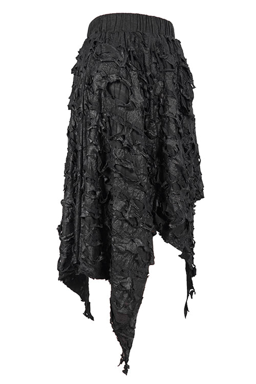 Ruffled Lolita Skirt - Tattered Sharp Hem, Black, Women's Style, Punk Style - additional product view 5