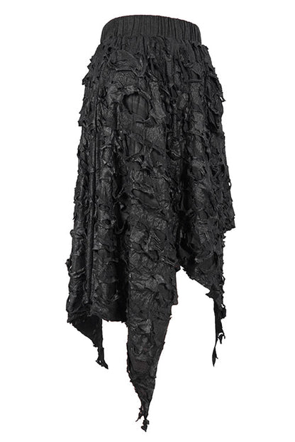 Ruffled Lolita Skirt - Tattered Sharp Hem, Black, Women's Style, Punk Style - additional product view 5