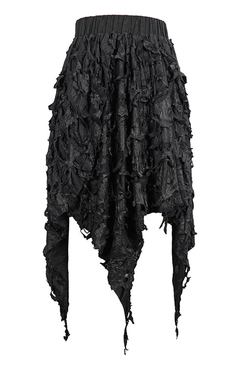 Ruffled Lolita Skirt - Tattered Sharp Hem, Black, Women's Style, Punk Style - additional product view 6